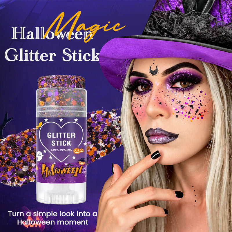 Magic Halloween Glitter Stick - Purple and orange face shimmer