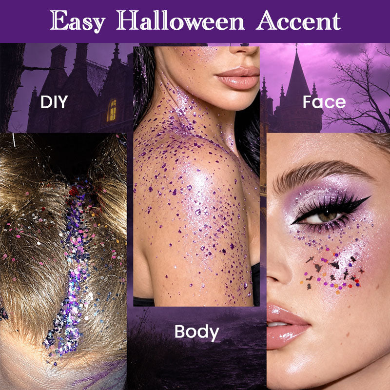 Cosmetic-grade glitter stick for quick Halloween makeup application