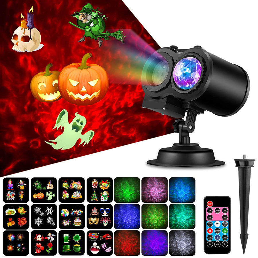 Spooky Halloween porch projection with the 3D snowflake projector