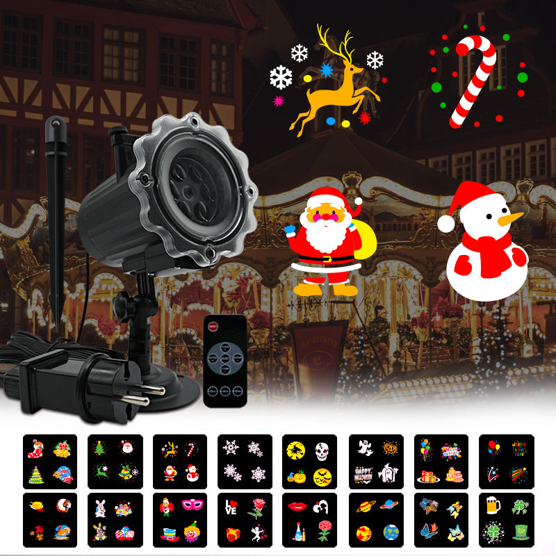 Close up of 16 swappable pattern films for the seasonal projector