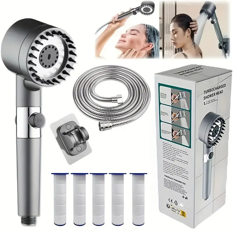 Replacement shower filter fitted to a handheld showerhead